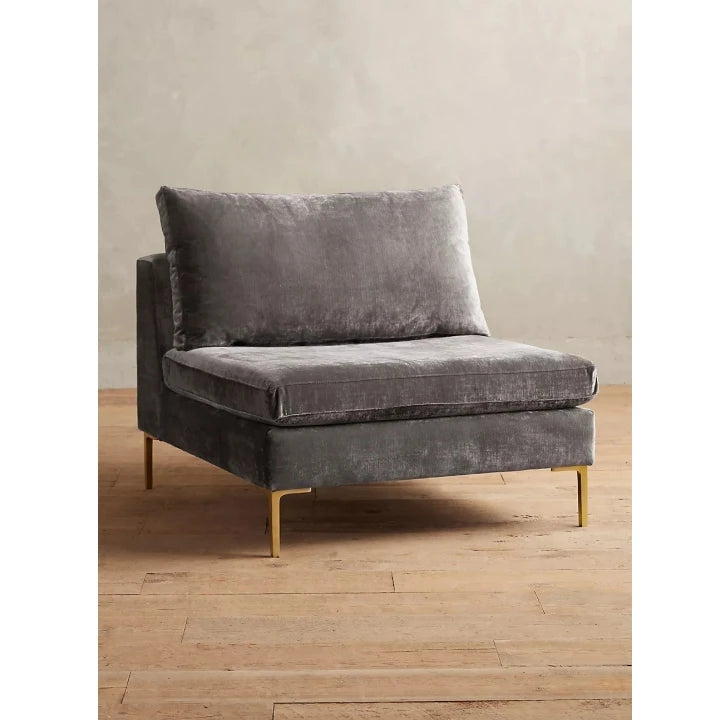 LENNON – Grey Sofa Chair with brass Legs