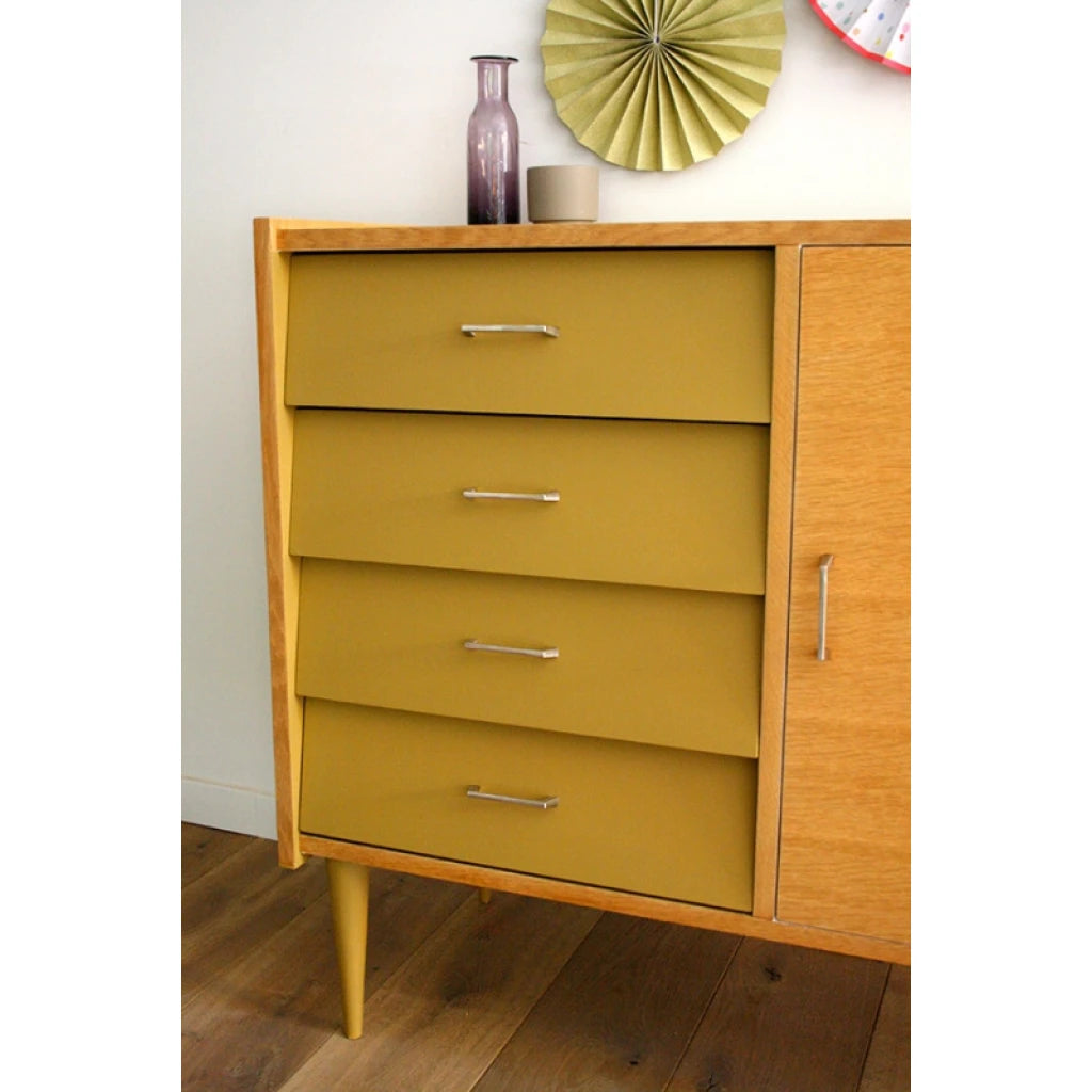 AIZLE – Brown & Matt olive Green Side Board Dresser