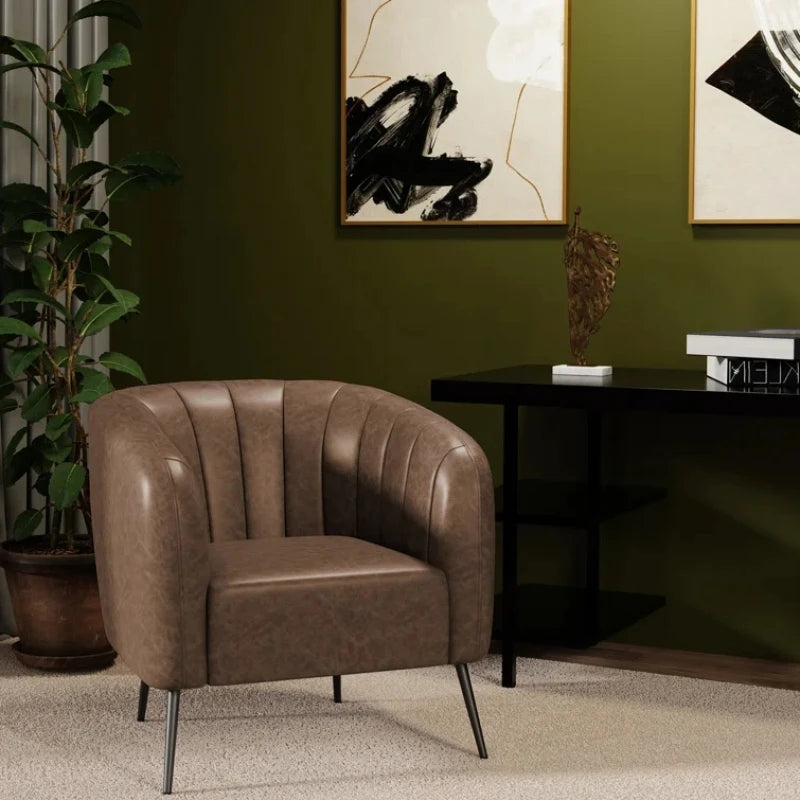 COMOSE – Brown Channel Tufted Accent Chair