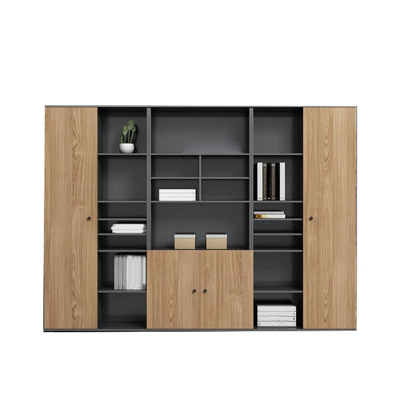 REED – Modular Black & Oak Brown Office Storage Book Rack