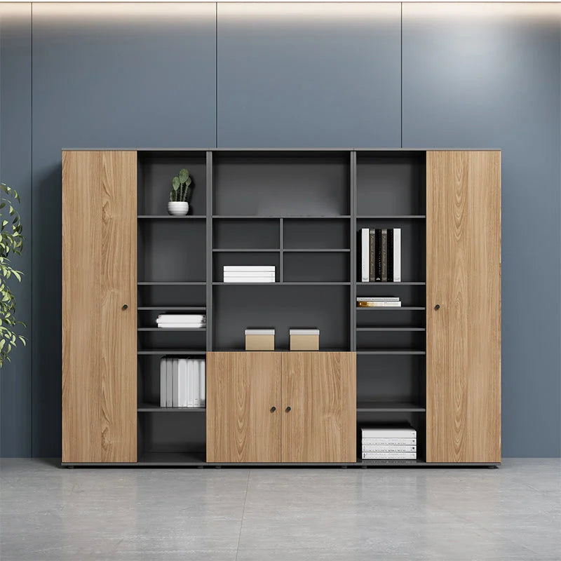 REED – Modular Black & Oak Brown Office Storage Book Rack