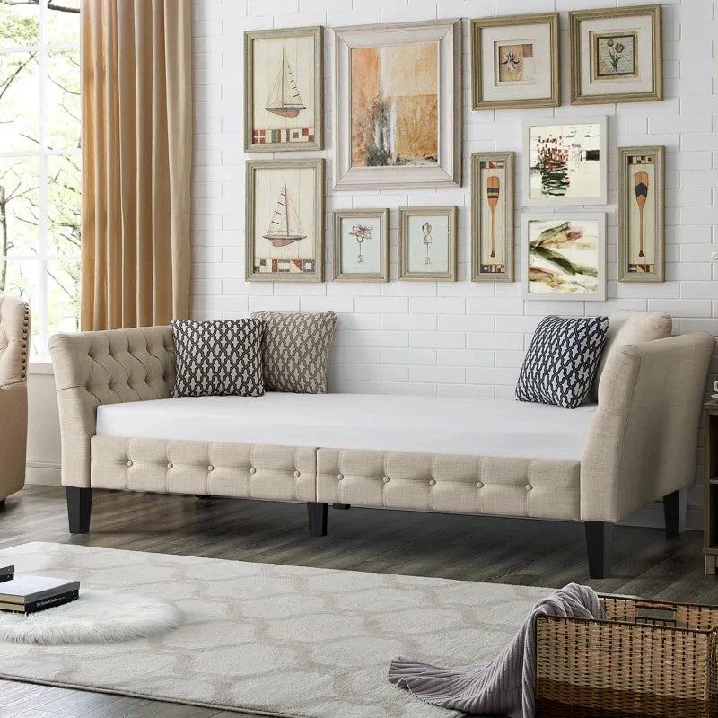 MARI – Beige Modern Flared Arm Daybed