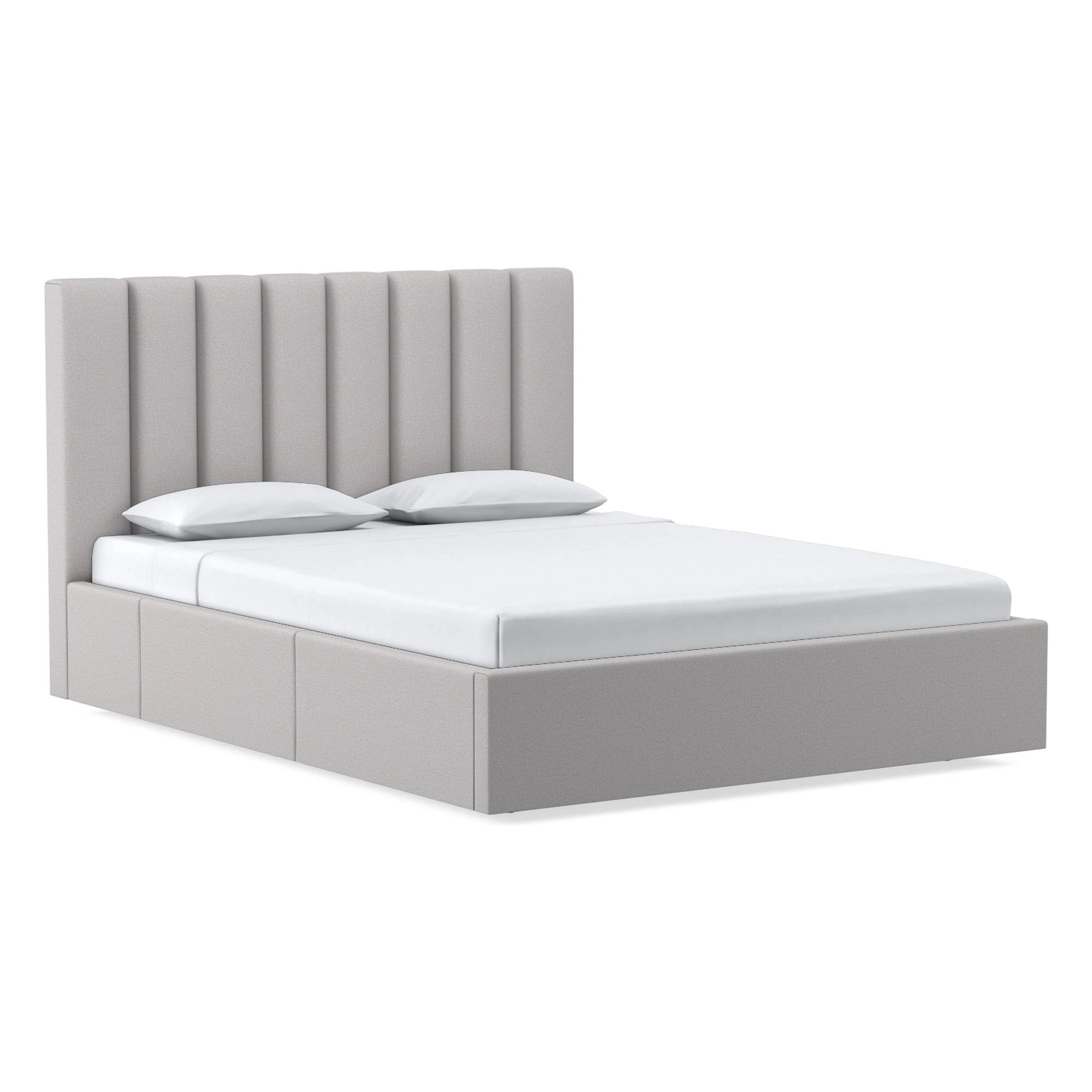 DUSK – Grey Channel Tufted Side Storage King Size Bed