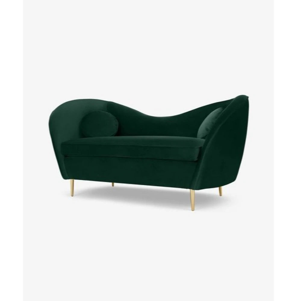 MOSS – Elegant Curved Green Sofa with Brass Legs