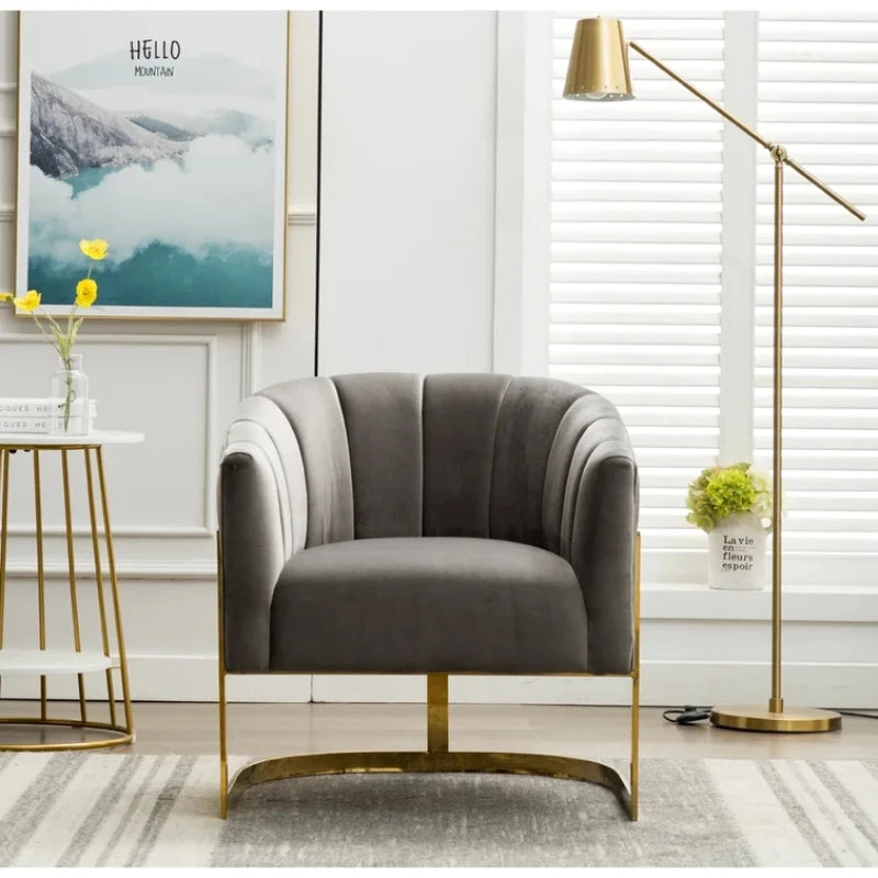 FLINT – Barrel Chair with C Shape Metallic Base