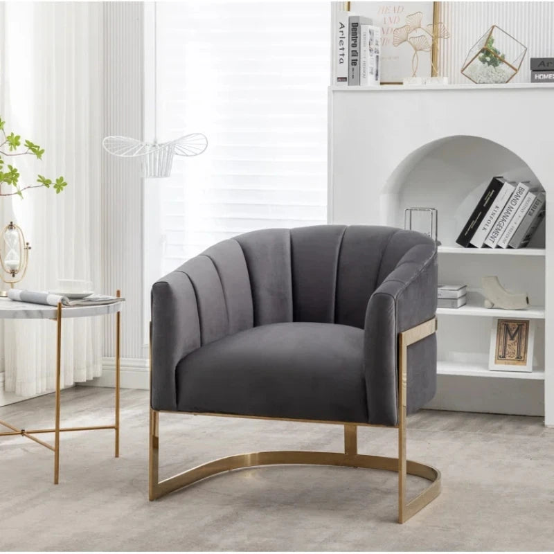 FLINT – Barrel Chair with C Shape Metallic Base