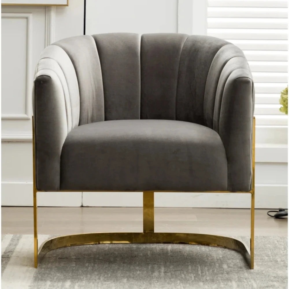 FLINT – Barrel Chair with C Shape Metallic Base