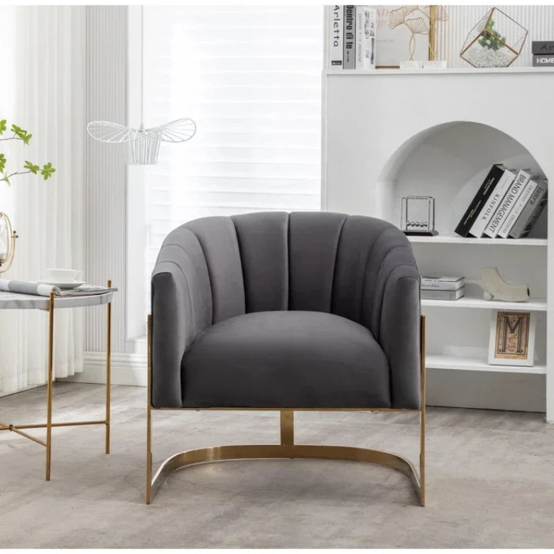 FLINT – Barrel Chair with C Shape Metallic Base