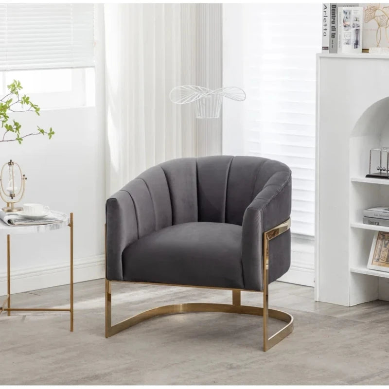 FLINT – Barrel Chair with C Shape Metallic Base