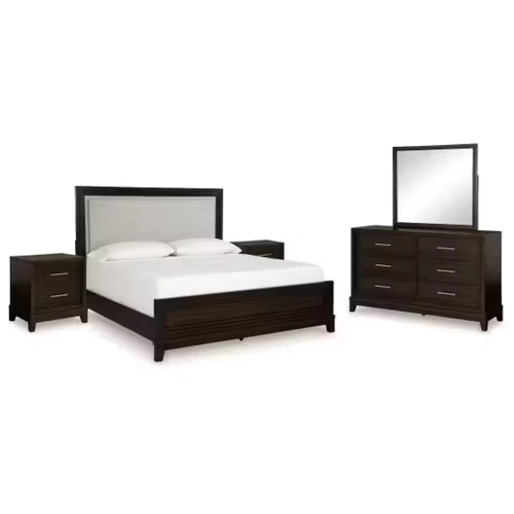 ALVARA – Retro Style Dark Brown Bedroom Set