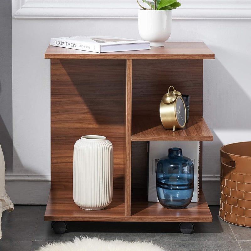 GINI - Open Shelves End Table with wheels