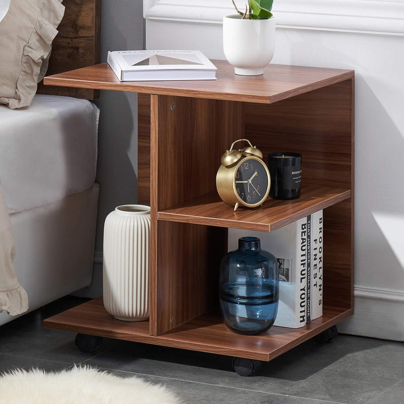 GINI - Open Shelves End Table with wheels