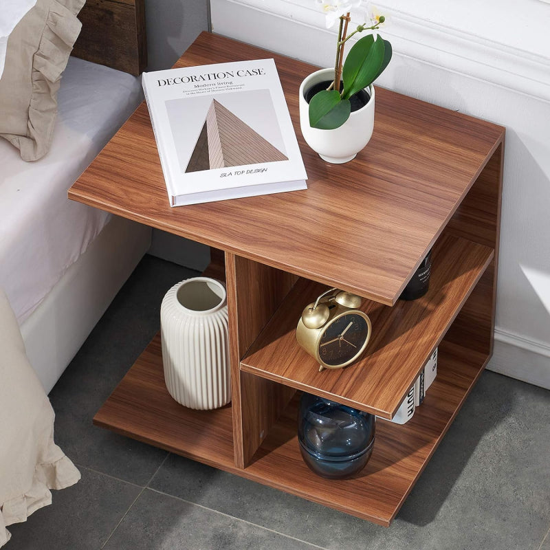 GINI - Open Shelves End Table with wheels