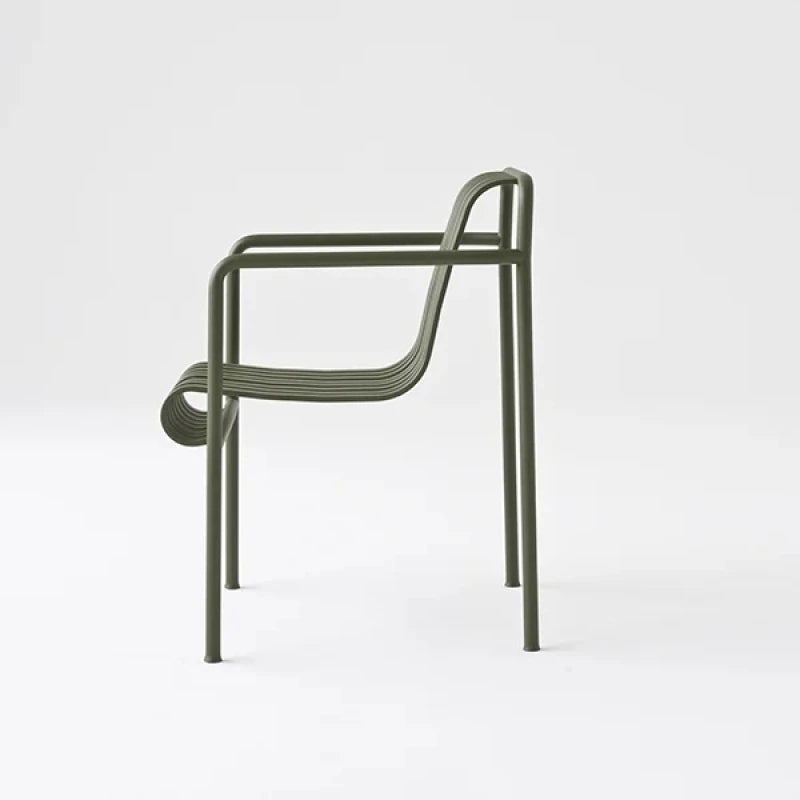 OLAV – Olive Green Curved Metallic Patio Chair