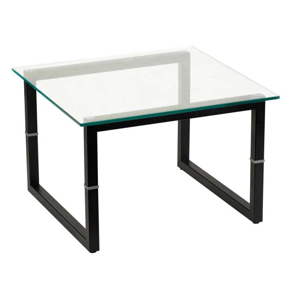 HELEN - Metallic Frame Glass Top Side Table