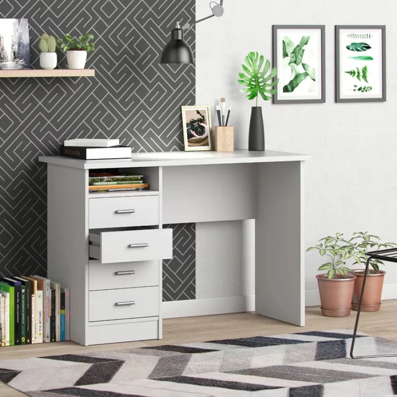 OLIV – Computer Desk White with Four Drawers