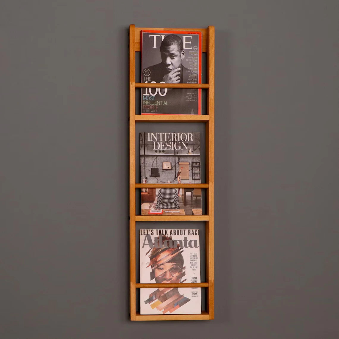 NYRA – Medium Brown Floating Magazine Rack