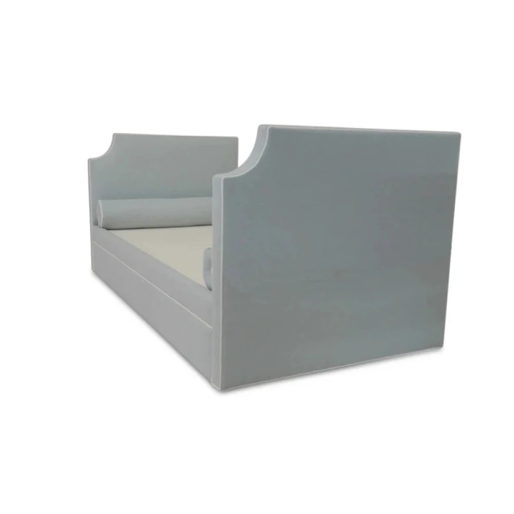 RIE – Grey Blue Backless Daybed with Two Neck Pillows