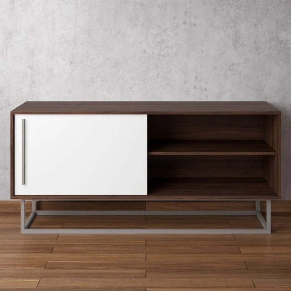 TABERO – Brown & White Sideboard with Stainless Steel Base