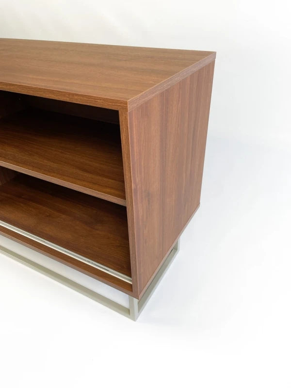 TABERO – Brown & White Sideboard with Stainless Steel Base