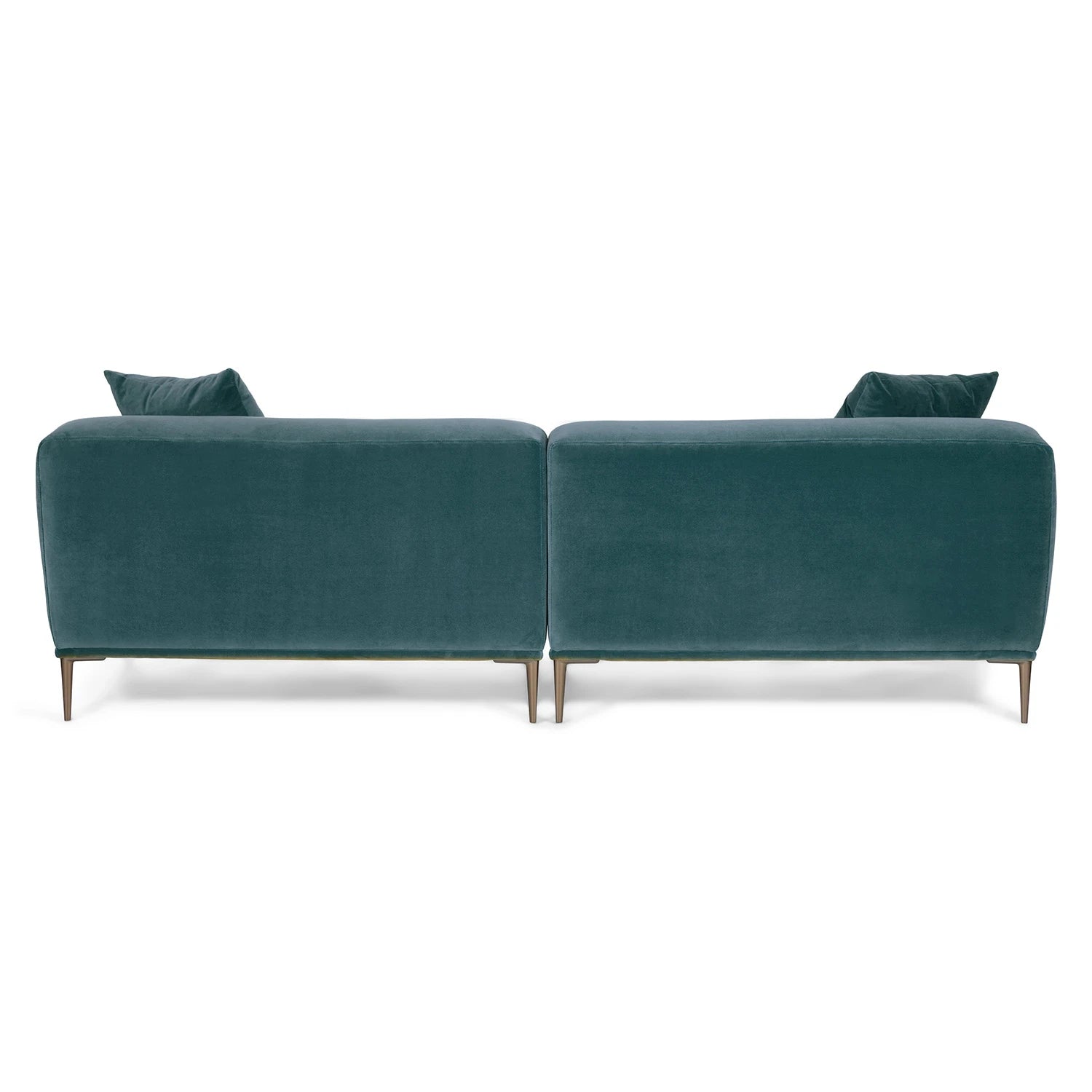 REVA – Teal Blue Three Seater Sectional Couch with Metal Legs