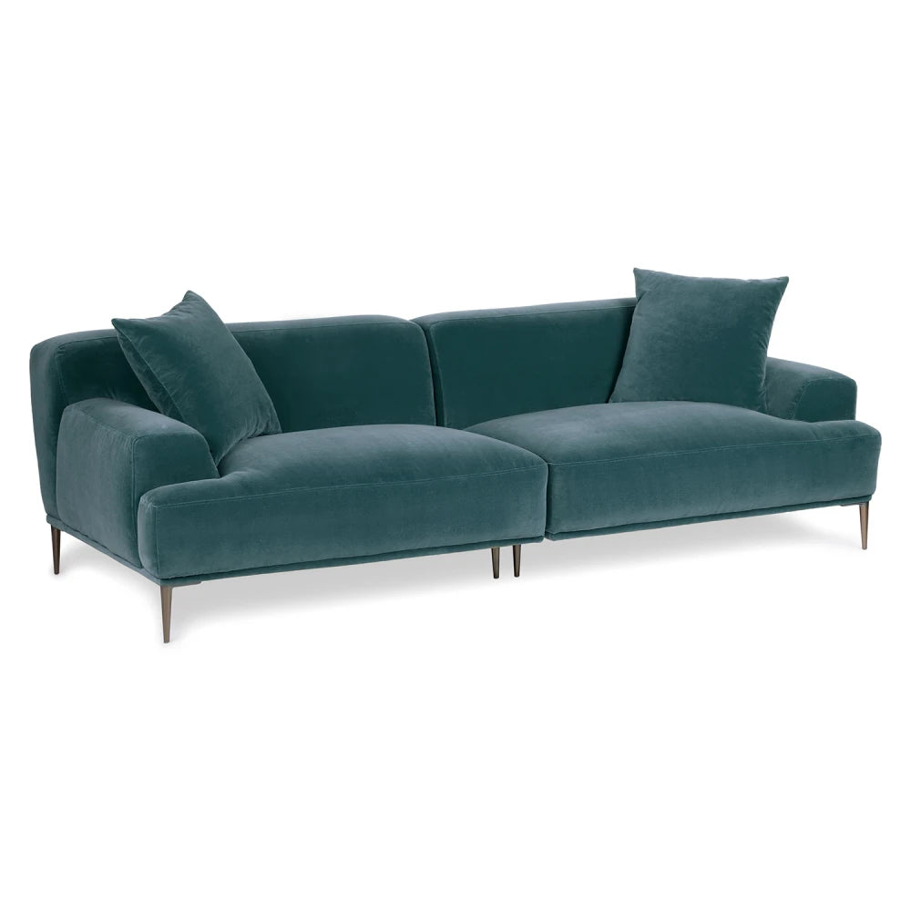 REVA – Teal Blue Three Seater Sectional Couch with Metal Legs