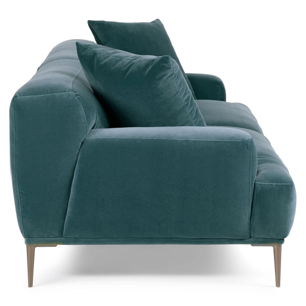 REVA – Teal Blue Three Seater Sectional Couch with Metal Legs