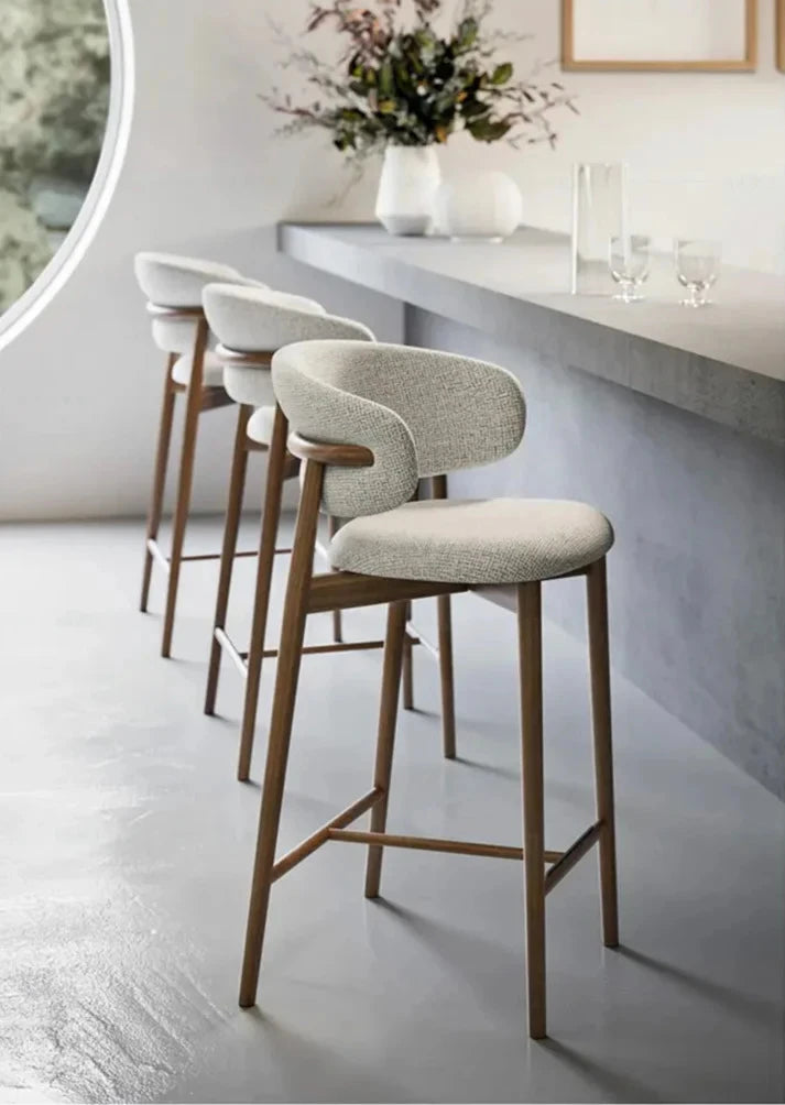 LUNELLE – Arched Back Grey & Brown Bar Stool