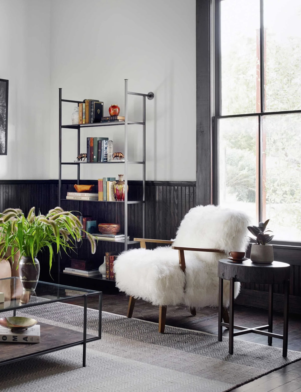 CELESTE – Luxury Style White Fur Accent Arm Chair