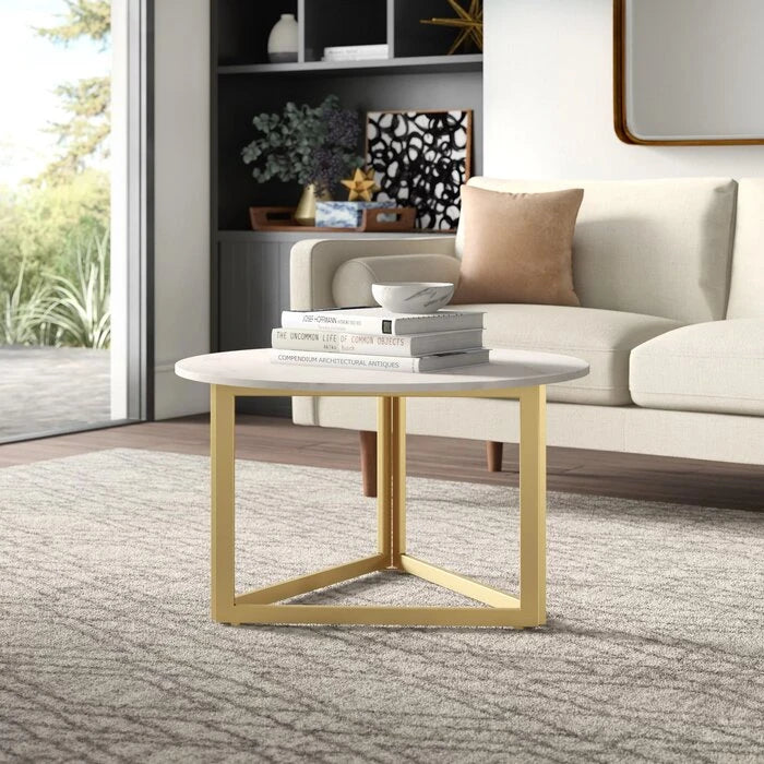 LAYA – Coffee Table with Metallic Triangular Base