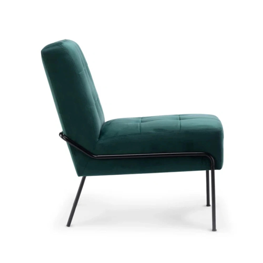 LEVENT – Green Velvet with Black Metallic Frame Accent Chair