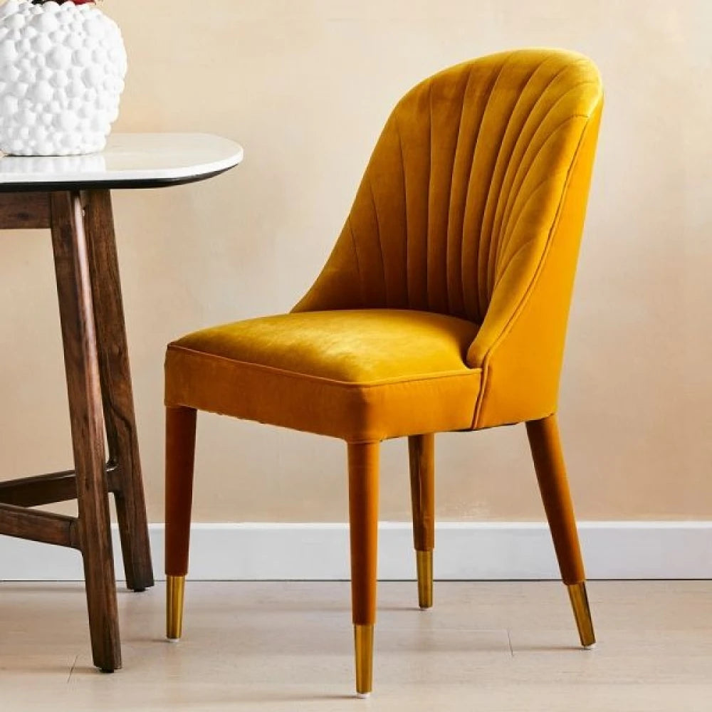 CEYAR – Mustard Sofa Chair with Brass Cap Legs
