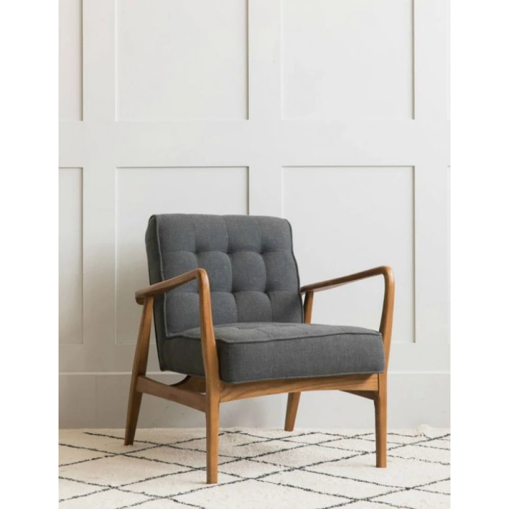 NOFOA – Grey & Brown Wooden Arm Chair