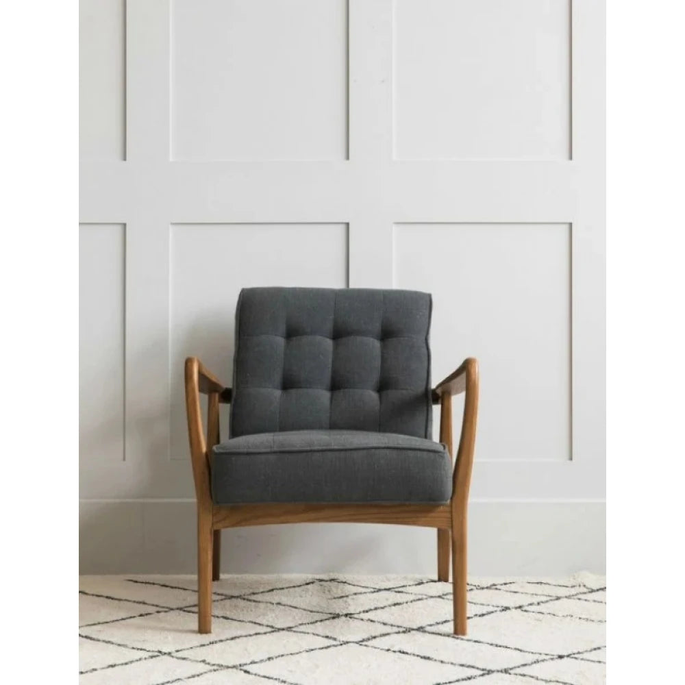 NOFOA – Grey & Brown Wooden Arm Chair