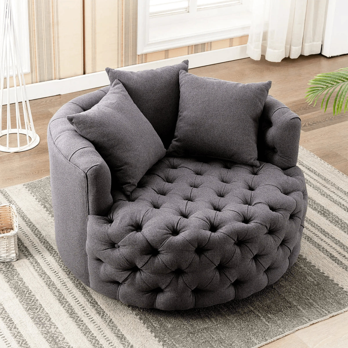 MONTRE – Dark Grey Round Barrel Chair