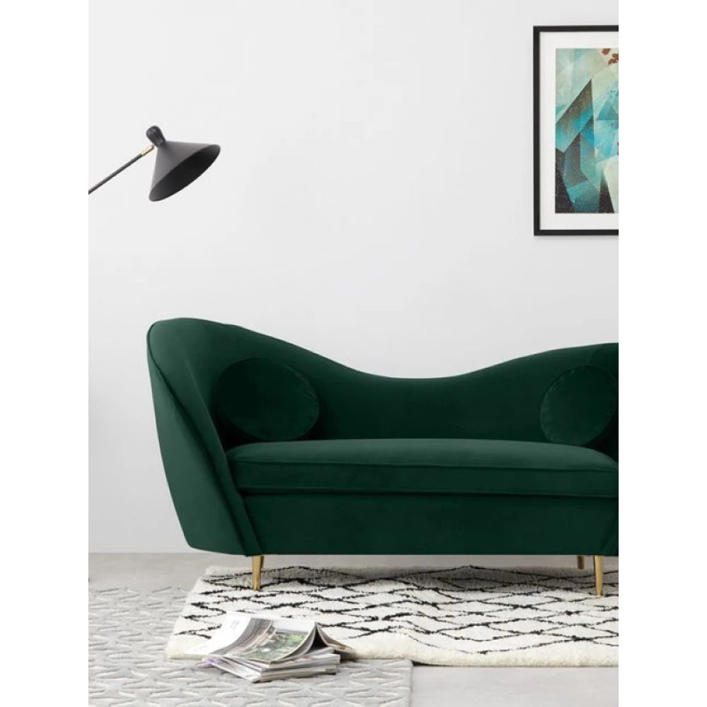 MOSS – Elegant Curved Green Sofa with Brass Legs