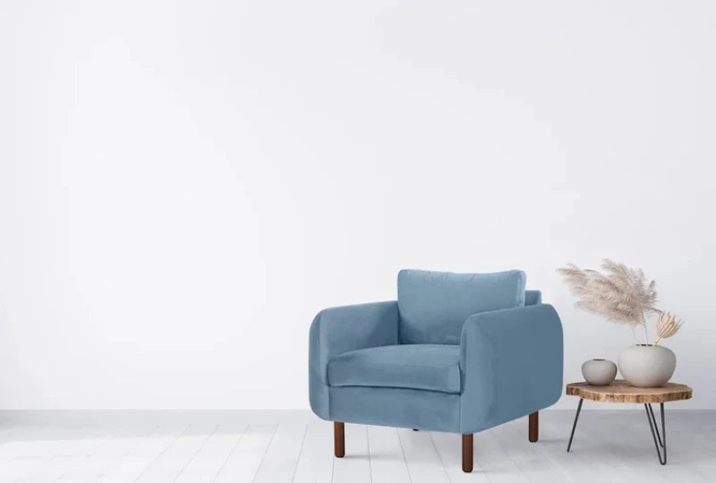ORHAN – Dust Blue Round Arm Sofa Chair