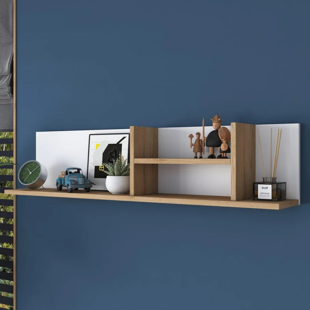 NEBA – White & Oak Brown Multifunctional Wall Shelf