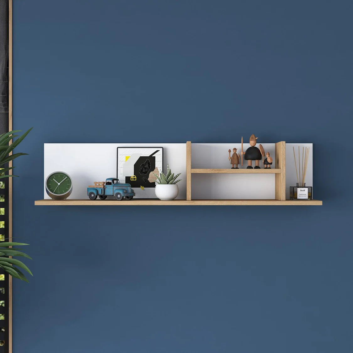 NEBA – White & Oak Brown Multifunctional Wall Shelf