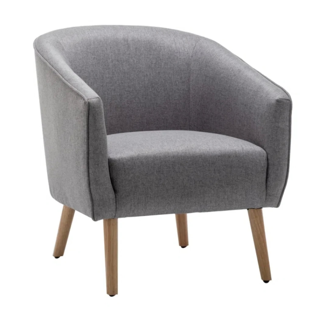 RHINO – Grey Accent Chair with Oak Brown Legs