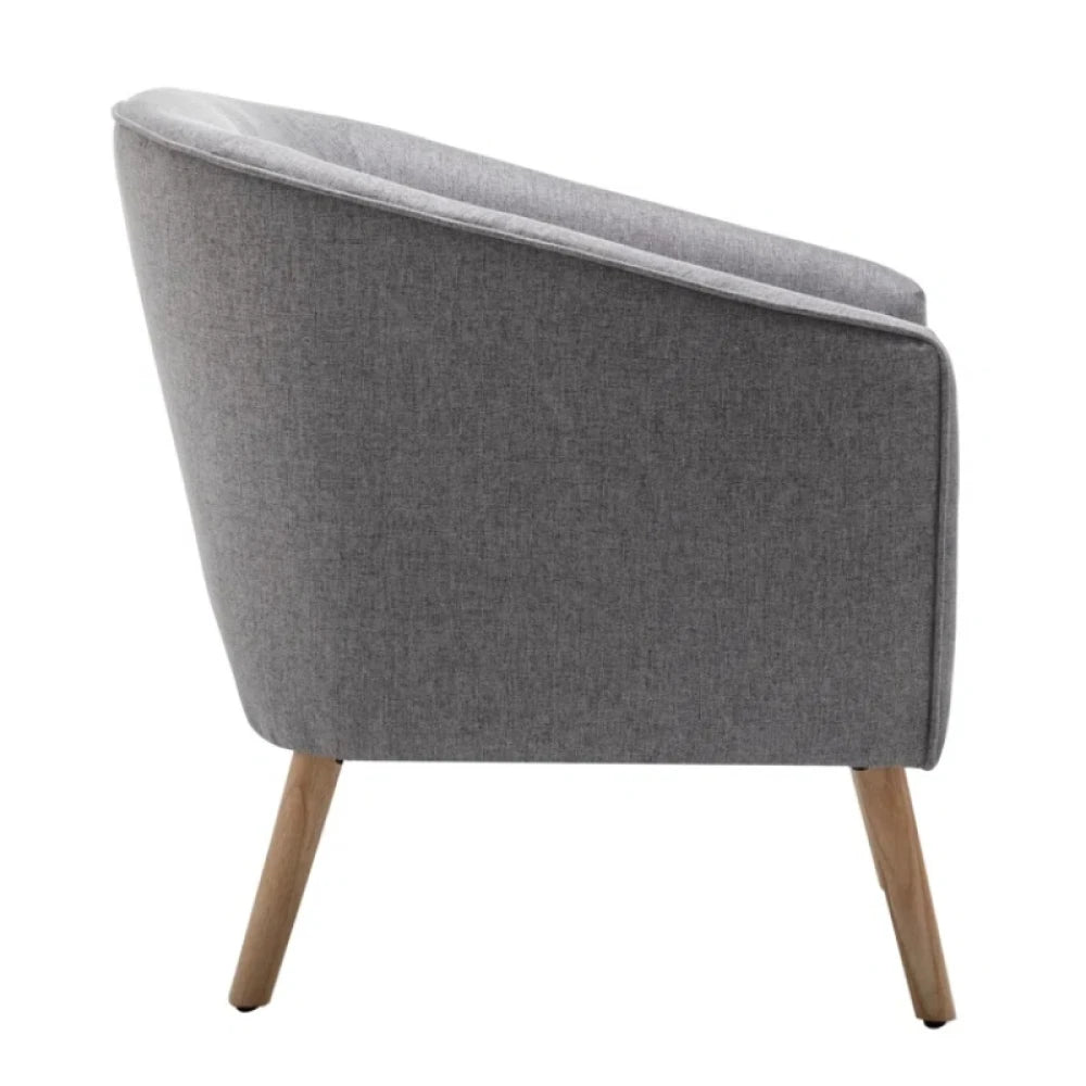 RHINO – Grey Accent Chair with Oak Brown Legs