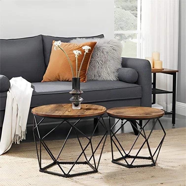 ROMANO - Coffee Table Set with Geometrical Base