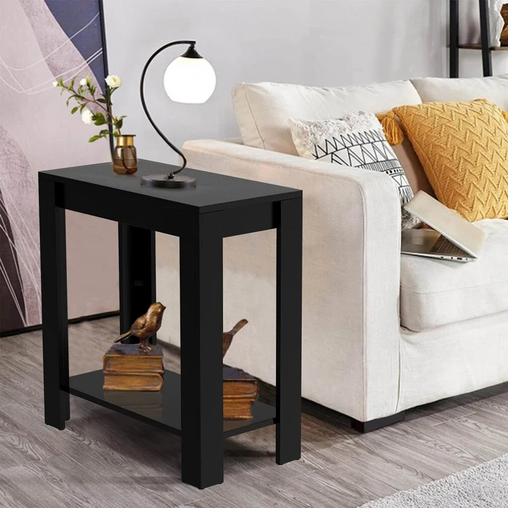 BERELEY - Storage Sofa End Table Wooden Black