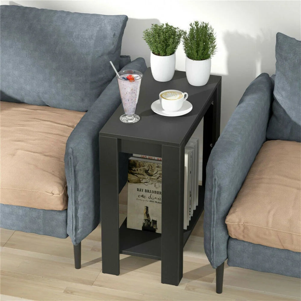 BERELEY - Storage Sofa End Table Wooden Black