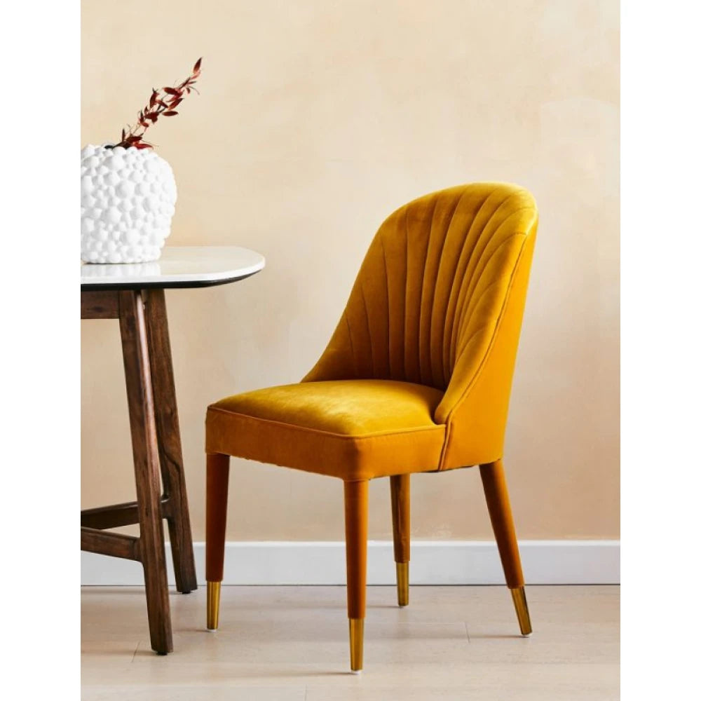 CEYAR – Mustard Sofa Chair with Brass Cap Legs