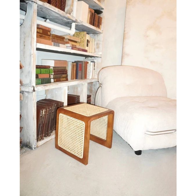 STOLIK - U Shaped Cane Paneled End Table