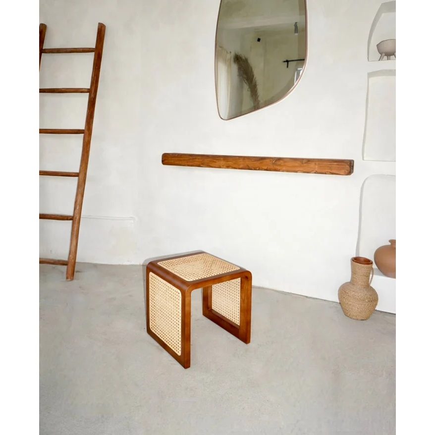STOLIK - U Shaped Cane Paneled End Table