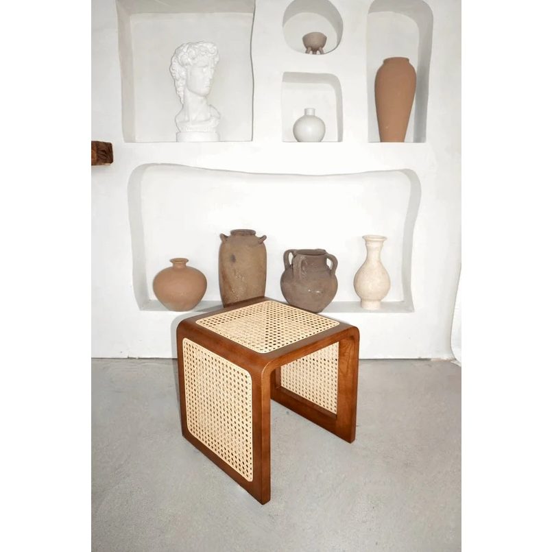 STOLIK - U Shaped Cane Paneled End Table