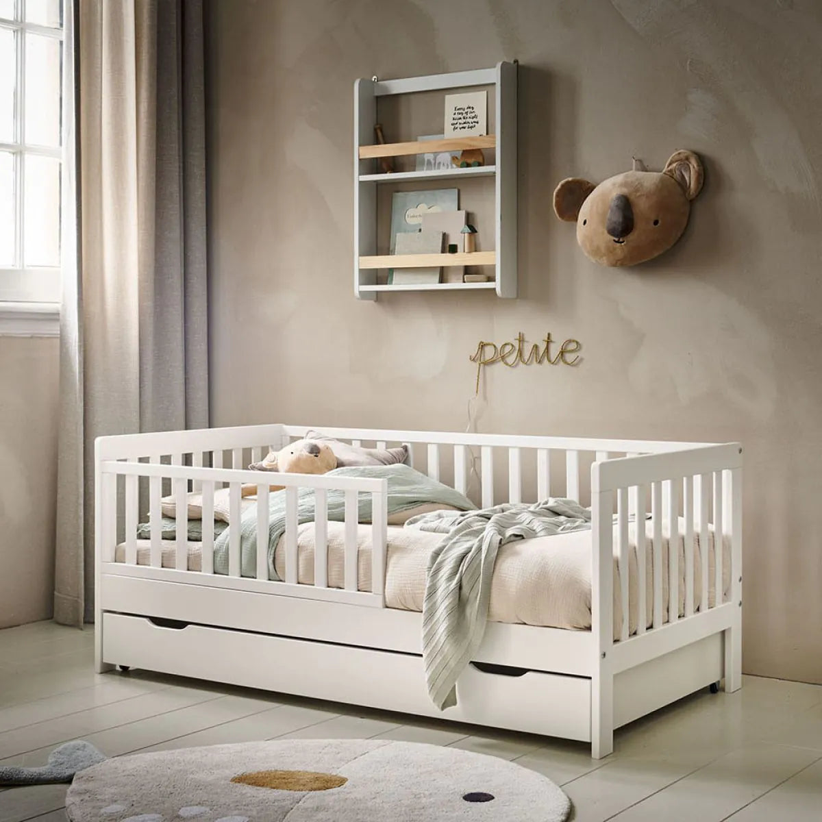 CELLO – Minimalist White Toddler Bed with Storage
