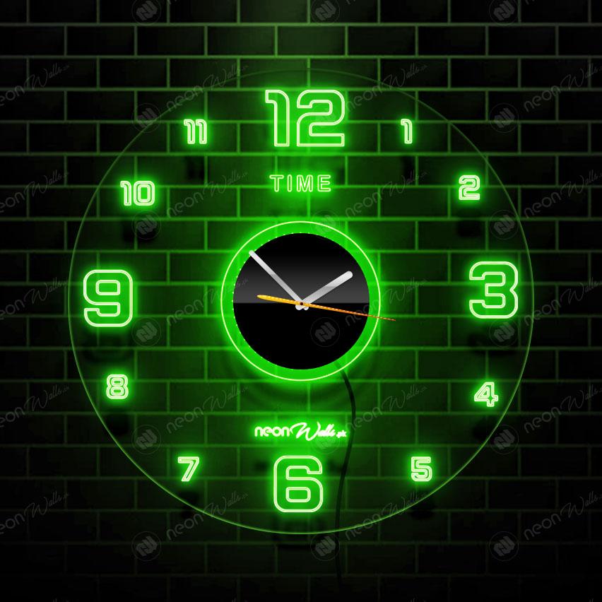 Acrylic Modern Neon Wall Clock With Neon LED Backlight